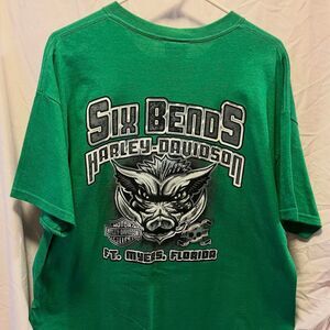 Harley-davidson Men's Six Bends Green Hog T-shirt